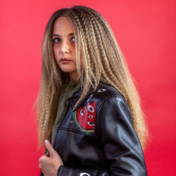 Vintage Unique Leather Jacket, "Melon", SPARK + REBEL - Size S - Picture 8 of 11